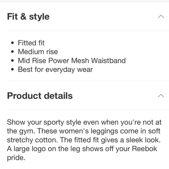 Reebok 7/8 Black Leggings NWT Logo on Leg elastic waist line size medium - Picture 8 of 8